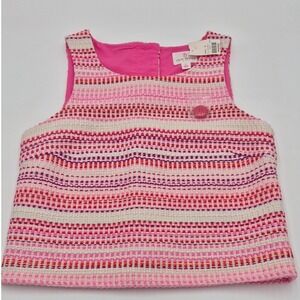 Julie Brown NYC Pink Tweed Sleeveless Top Button‎ Back Size 2 NWT